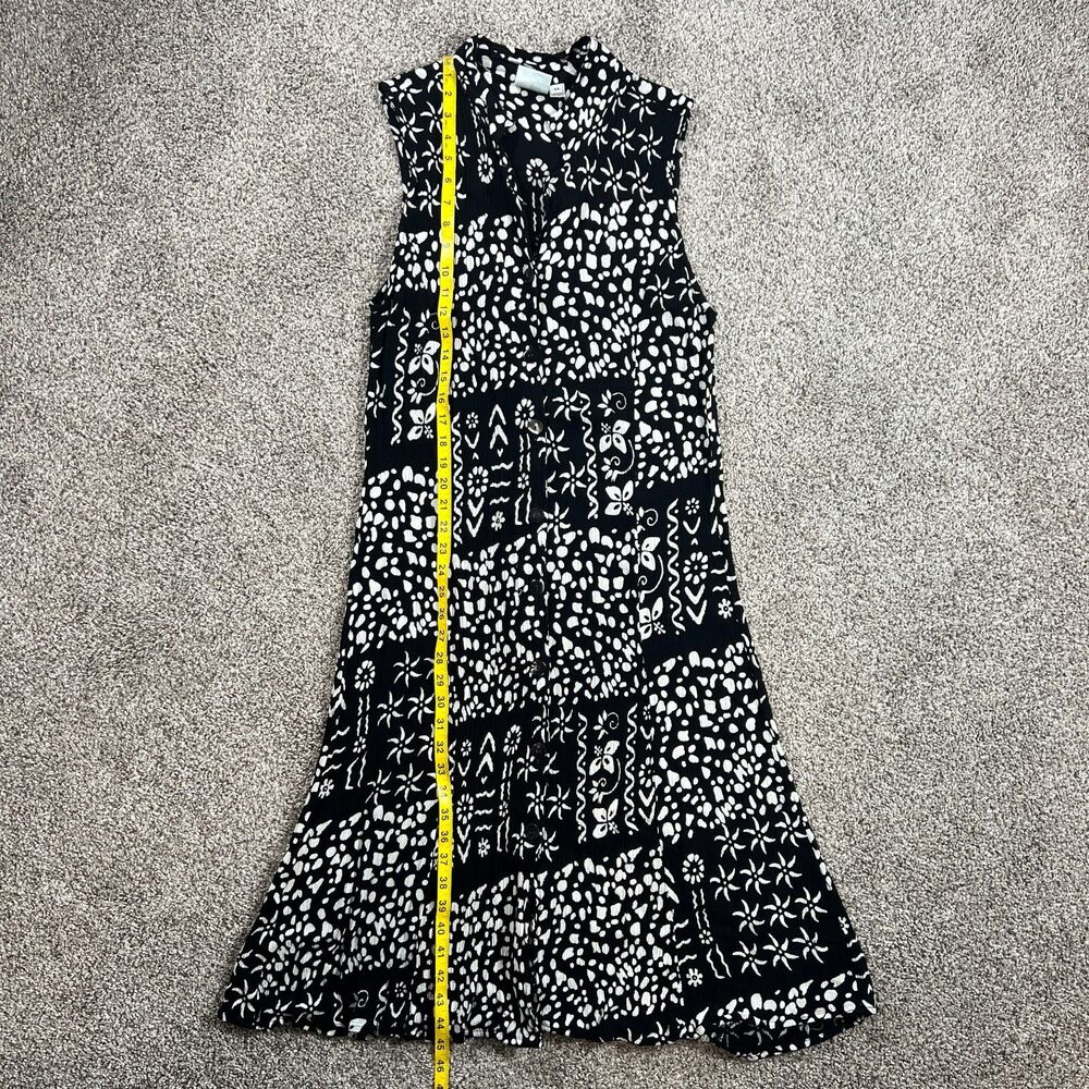 Buster N Bogi Dress 0X Black White Batik Button Front Sleeveless Flowy Floral - Picture 11 of 15